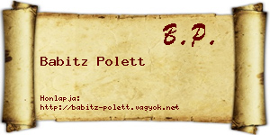 Babitz Polett névjegykártya